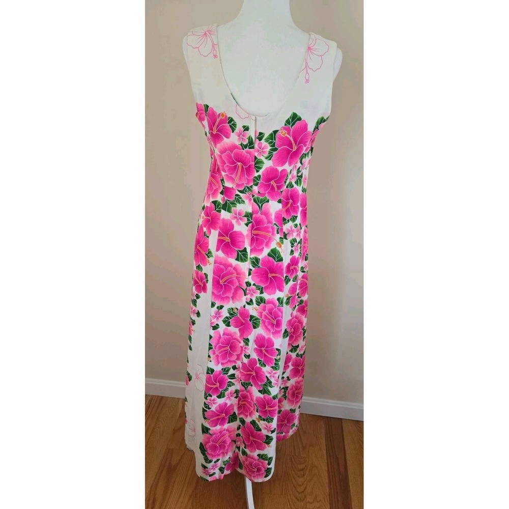 VTG Rare Pomare Hawaiian Sleeveless Cotton Dress Empire Waist Back Pleated 14 - Picture 4 of 16